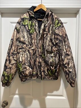 Men’s Ghost Camo Hooded Camo Hunting Jacket - Brown & Green XL